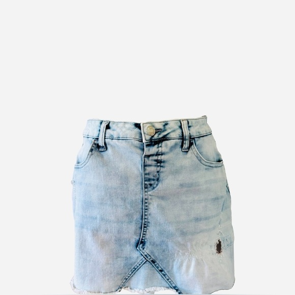 Justice Other - Justice Blue Asymmetrical Distressed denim Skirt with shorts underneath